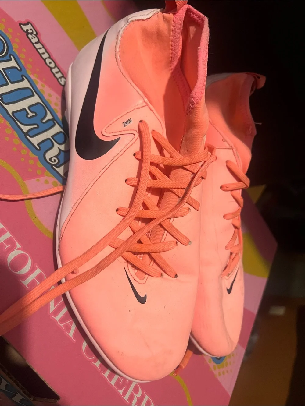Nike Kids Coral/Peach Soccer Cleats